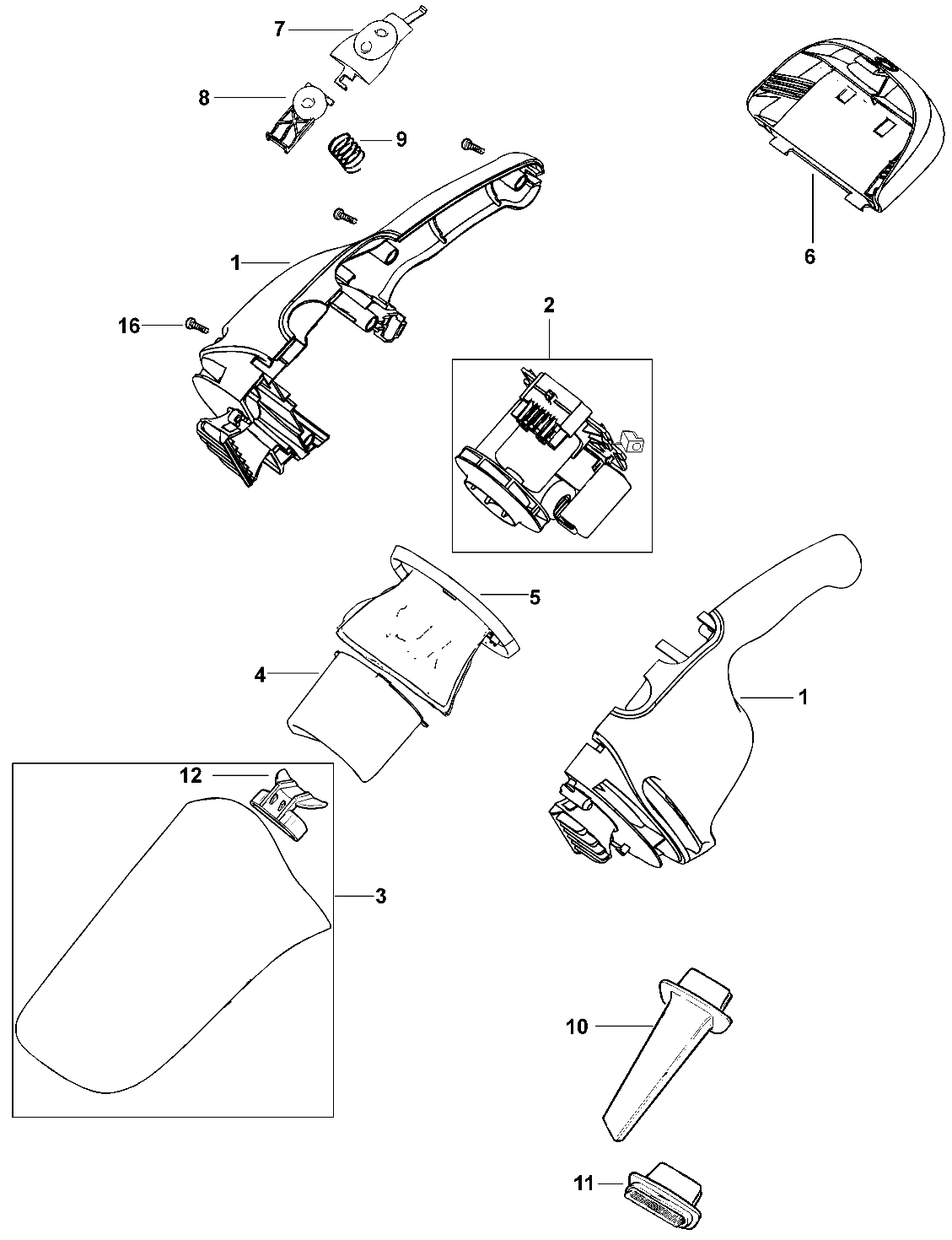 Default Diagram and Parts List for AV1250LA Type 1 Black and Decker Leaf Blower / Vacuum